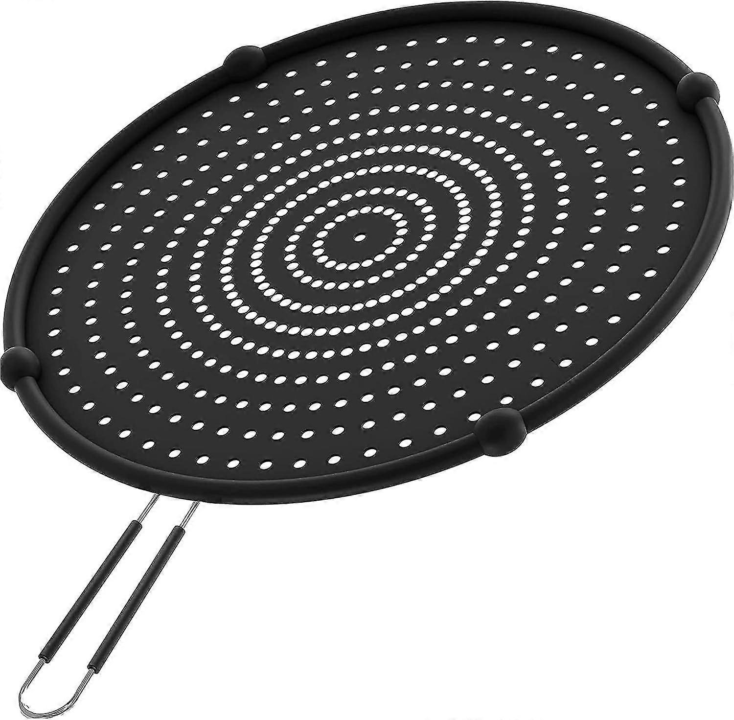 Oven Safe Silicone Splatter Screen Guard For Frying Pan - 32cm Multi-use Large Skillet Lid Cover Shield, Black