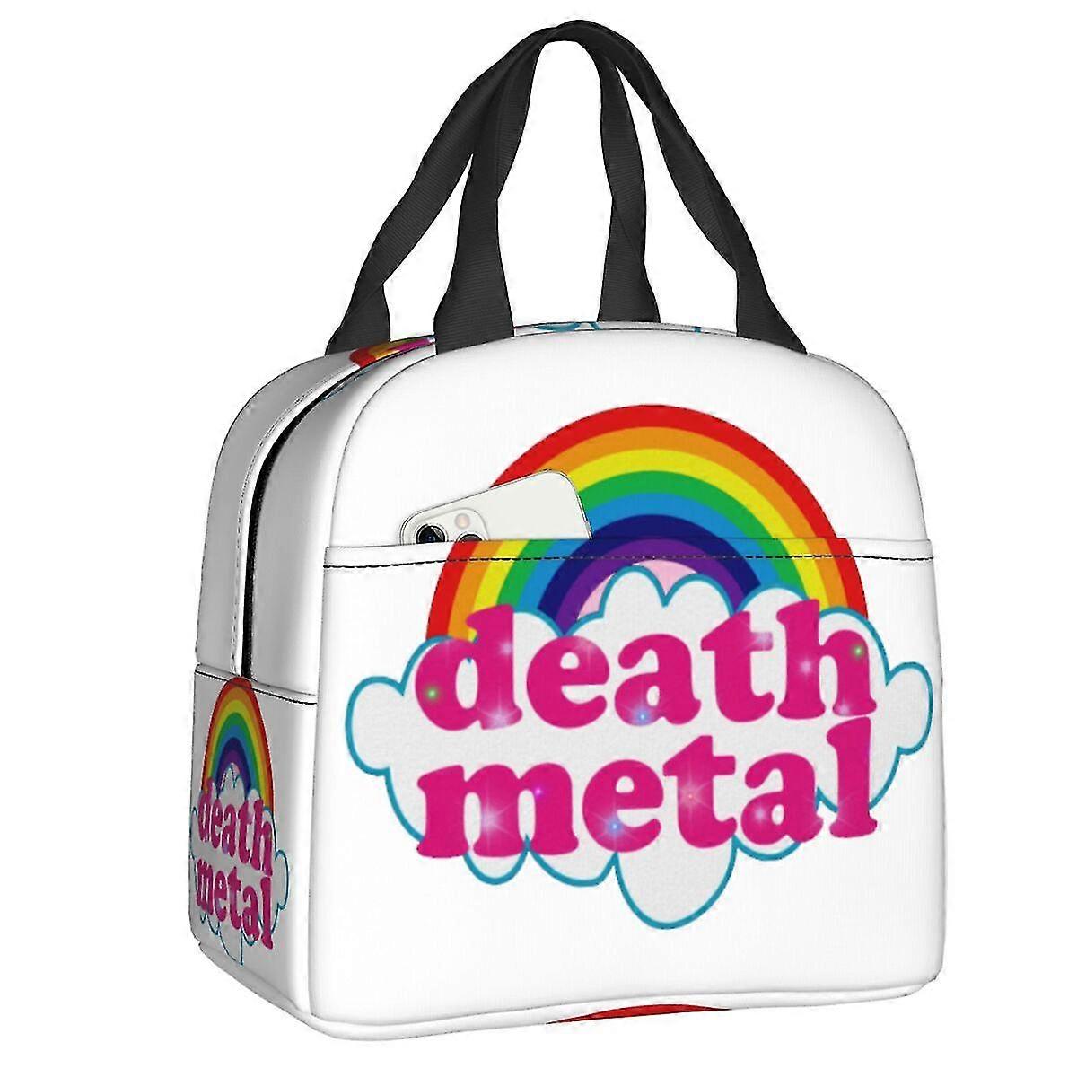 Rainbow Rock Music Death Metal Lunch Bag Cooler Ζεστό μονωμένο κουτί μεσημεριανού γεύματος για τις γυναίκες Παιδιά Σχολική εργασία Πικνίκ Τσάντες Tote τροφίμων