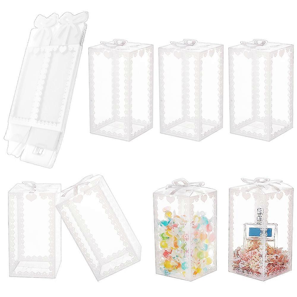 24 Pcs Transparent Gift Box PVC Candy Treat Box Crown Print Favor Packaging Box Clear Rectangle Gift Boxes for Candy Sweets Chocolate Christmas Weddin