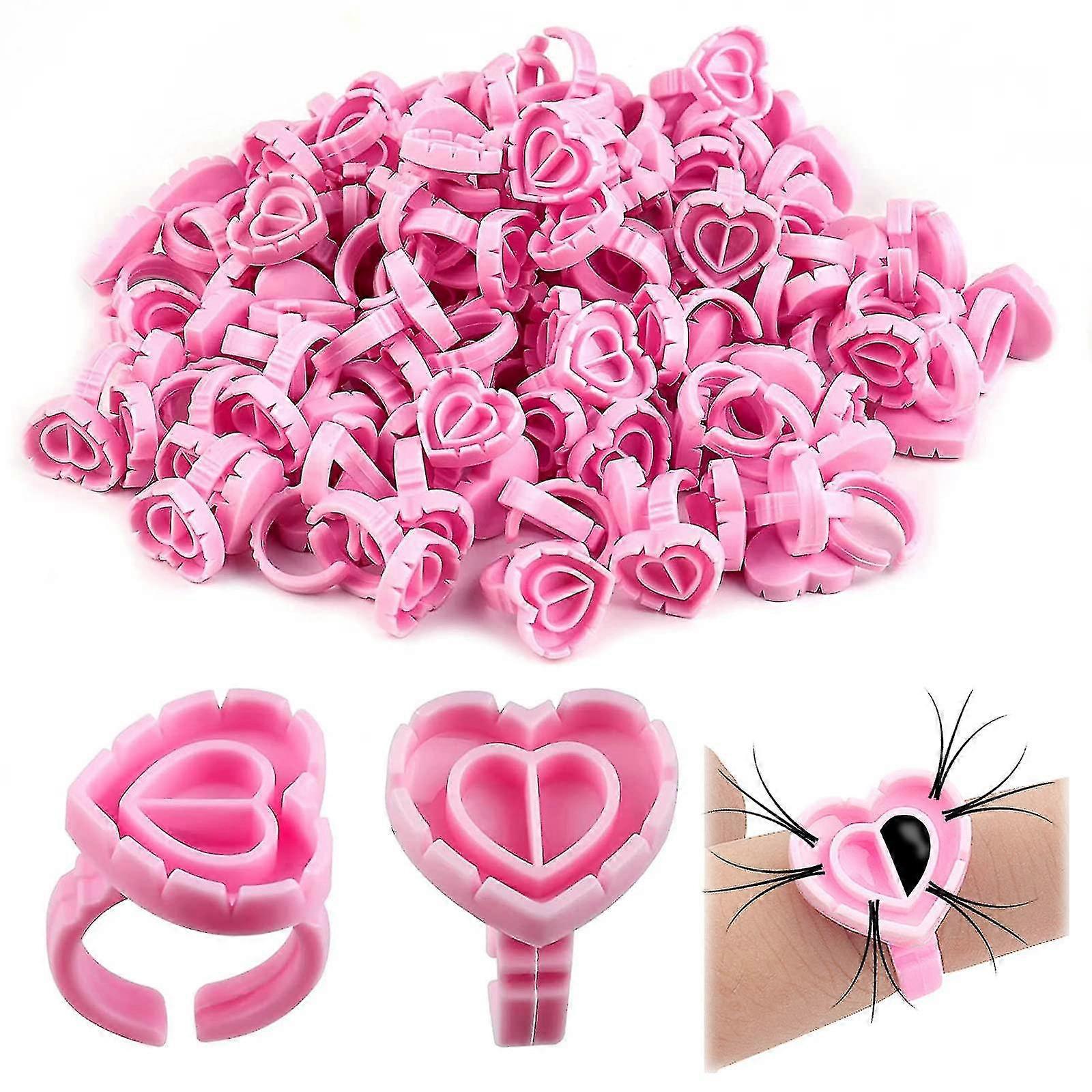 100 Pcs Lash Glue Holder Eyelash Glue Holders, Lash Glue Ring Cups, Lash Extension Volume Lashes Quick Blossom Eyelash