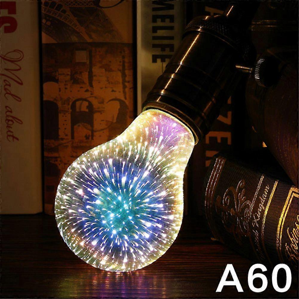 3D花火LED電球LED電球3D花火効果4W E27花火LEDランプビンテージカラフルな装飾電球