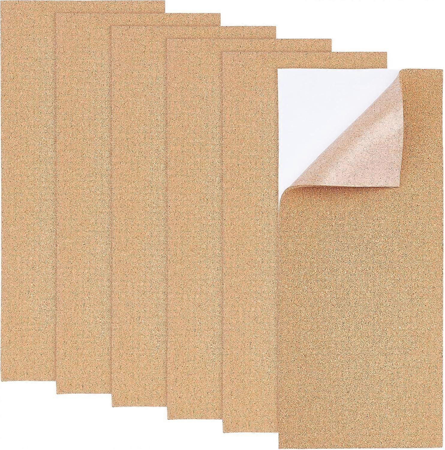 6 Sheet 5.9x13.7inch Self-Adhesive Cork Sheets 0.3cm Thick Cork Coasters for wall decoration and DIY Craft Projects