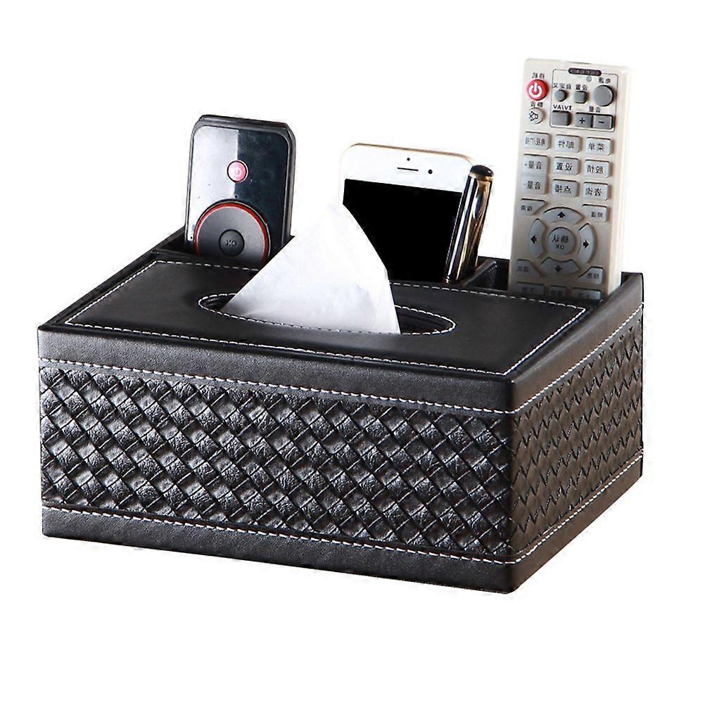 PU Leather Rectangular Remote Control Tissue Box Organizer Tissue Box Cover Pen Pencil Holder Desk Storage Box