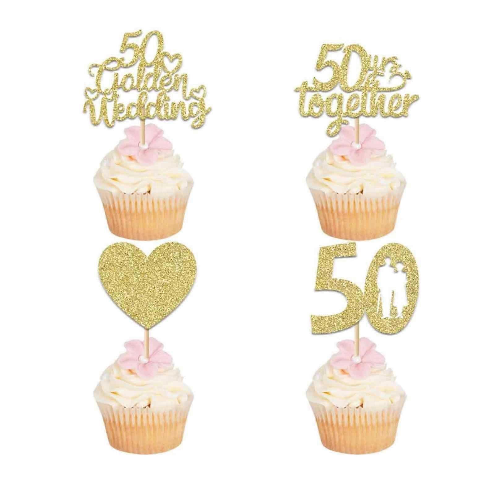24PCS 50th wedding anniversary cake topper