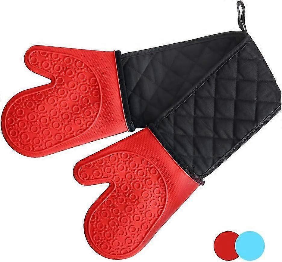 Heat Resistant Silicone Oven Gloves with Cotton Lining