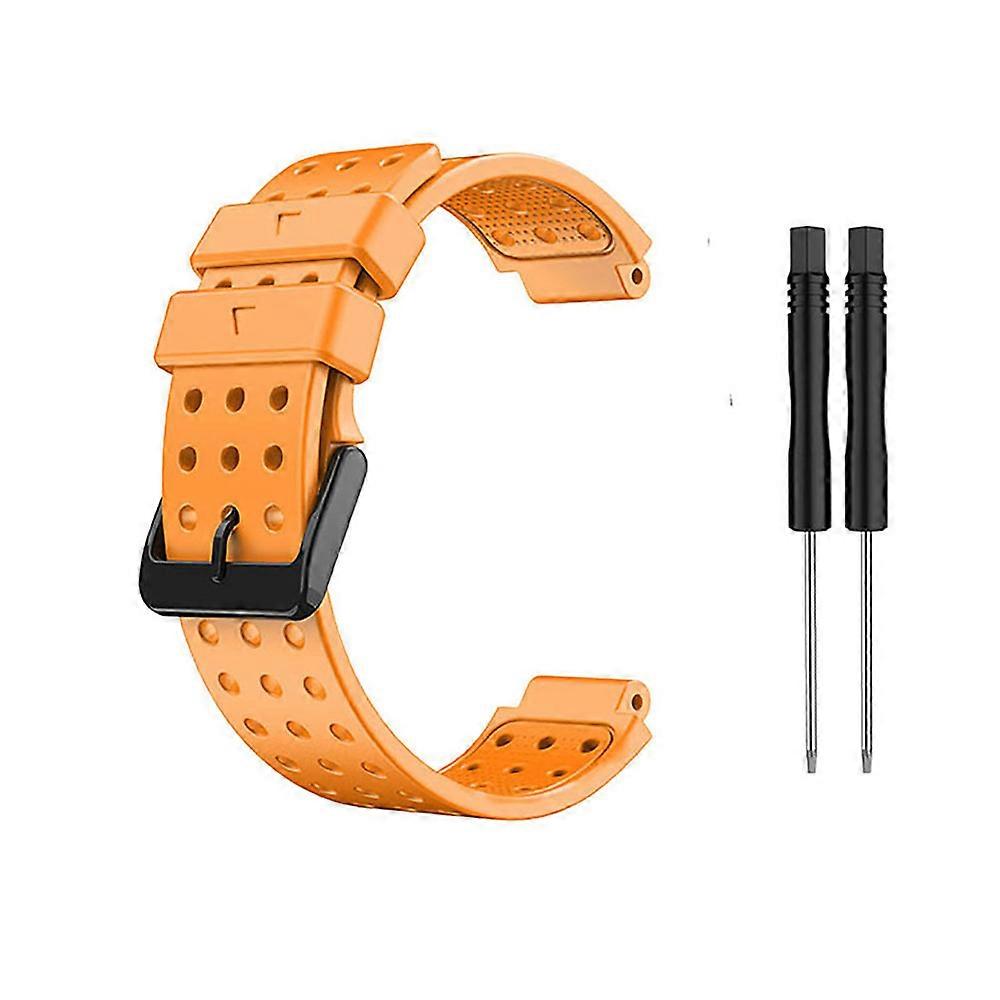 Watch Band Watch Strap with Tool for Garmin Approach S20 Watch Round Hole Silicone (Orange)