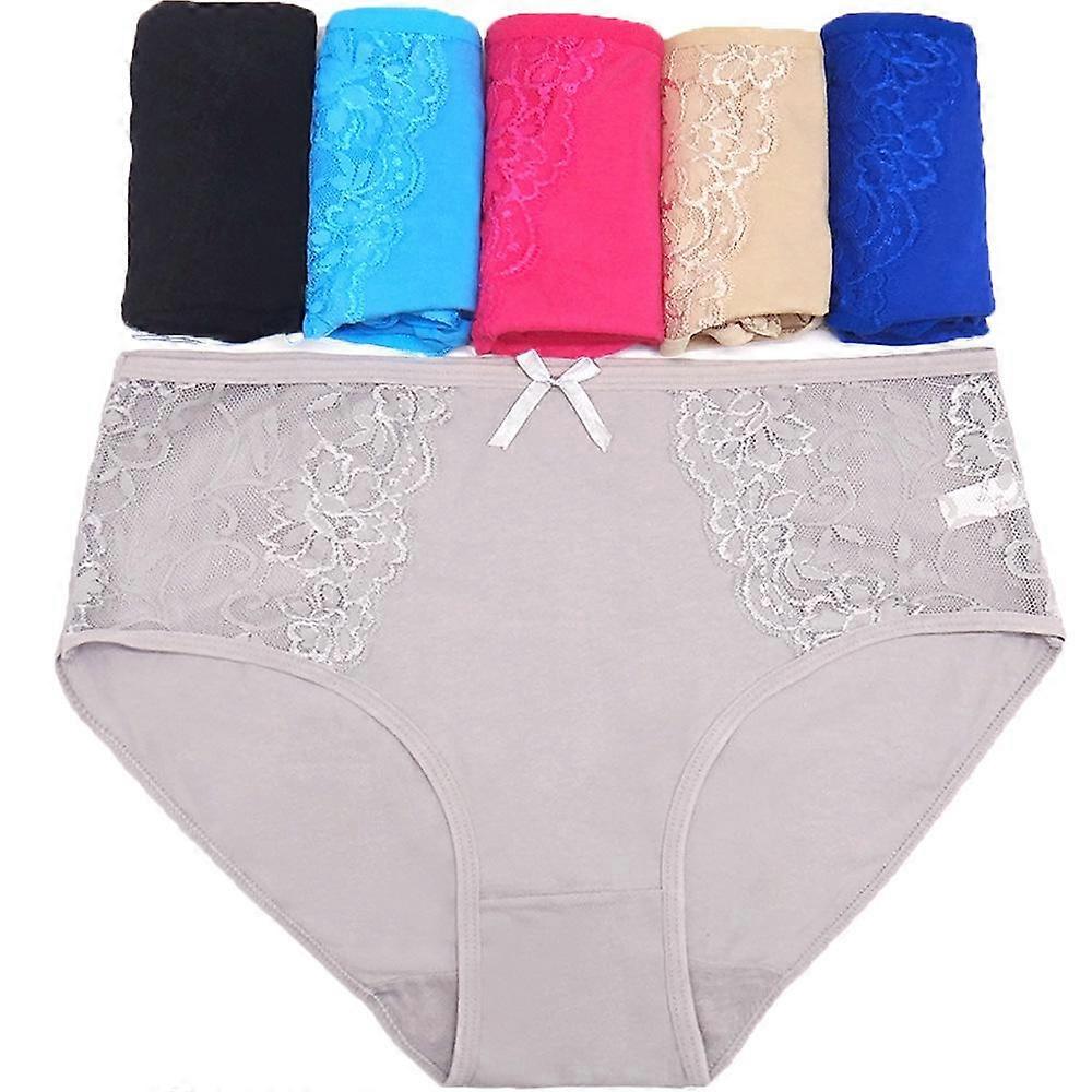 Plus Size Cotton Lace Panties Set - 6 Pack