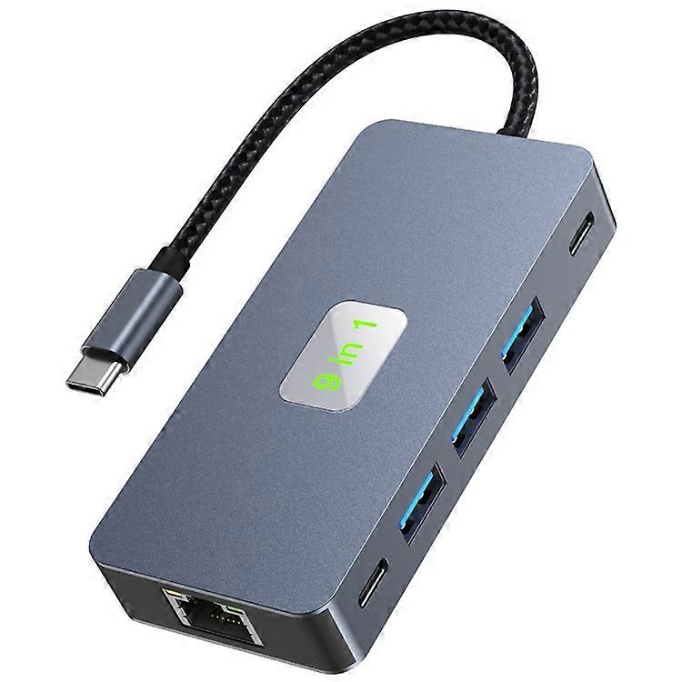 2318 Type-C Hub with 3xUSB 3.0+HD Video Output+2xCard Readers+PD 100W+RJ45 Ethernet+USB-C Data Converter