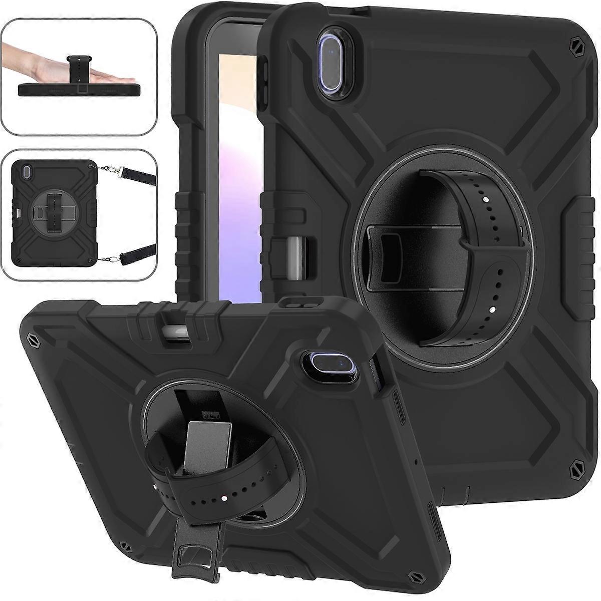 X Rotation PC Hybrid Silicone Tablet Case with Strap