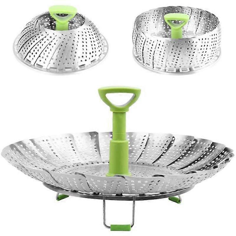 Stainless Steel Foldable Steamer Basket with Extendable Handle for Vegetables Fruits 9-11 Inch 11 inch