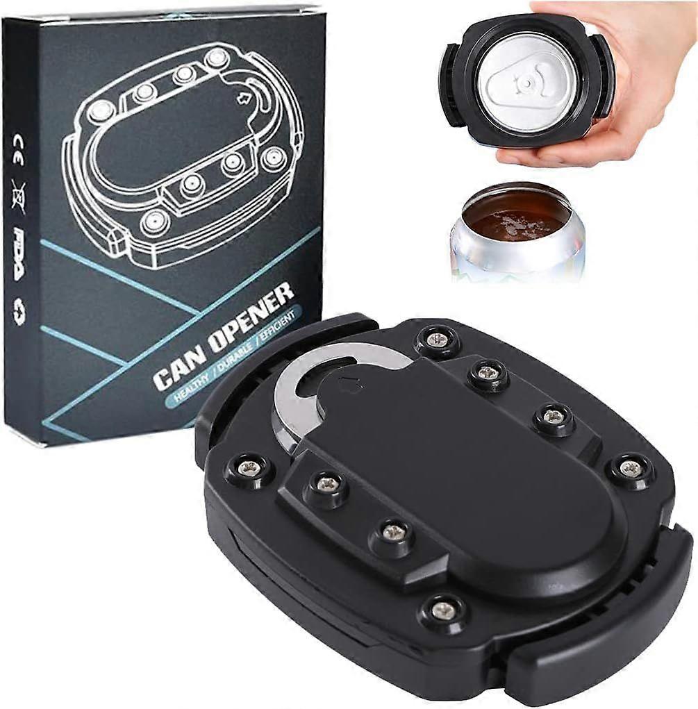 Can Opener, Manual Can Opener, Topless Can Opener, Multi-Function Can Opener, Kitchen Tool for 8-19 Oz Beverage Can (Black)
