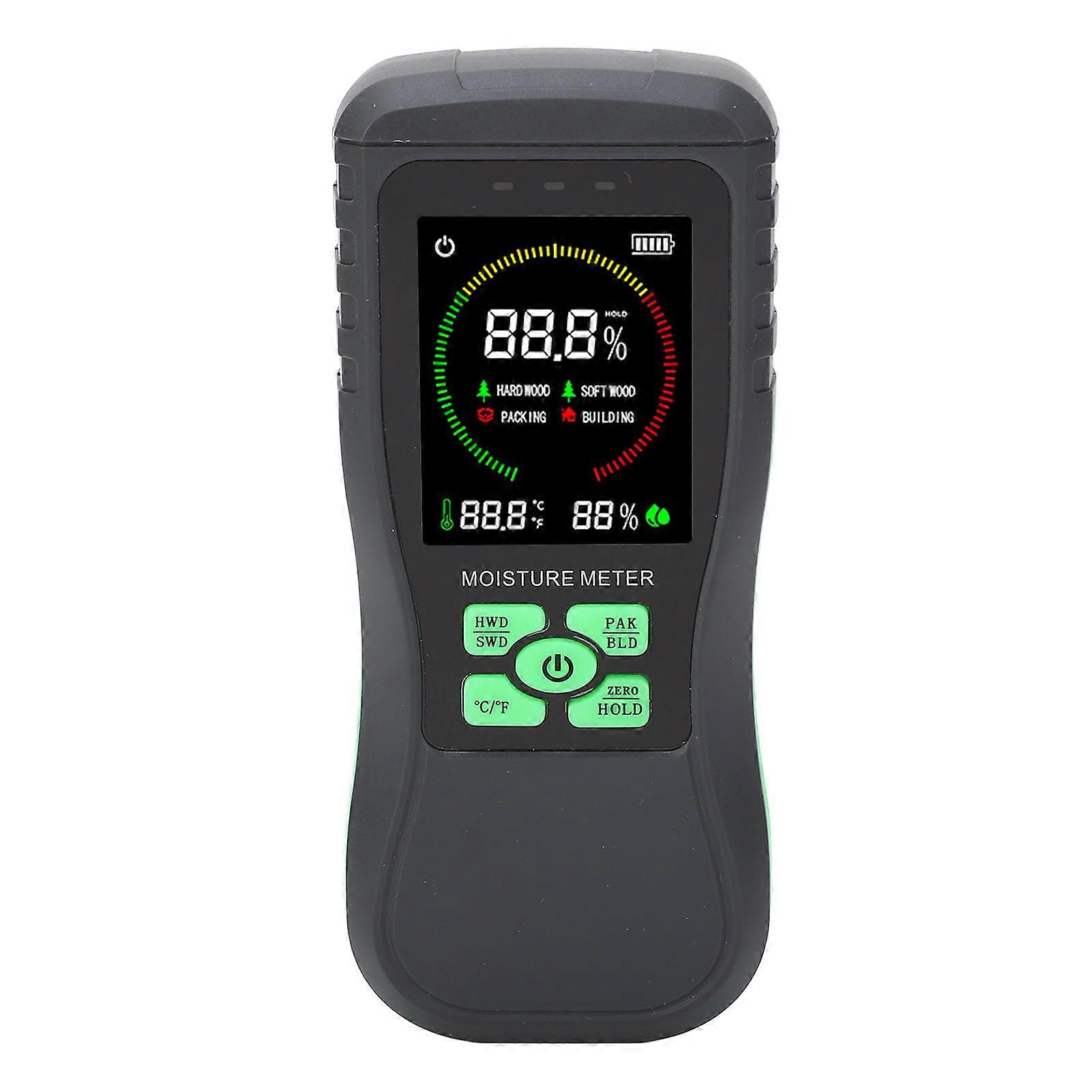 Wood Humidity Meter, Pinless Induction Type Non Destructive Color LCD Display Wall Paper Water Content Tester