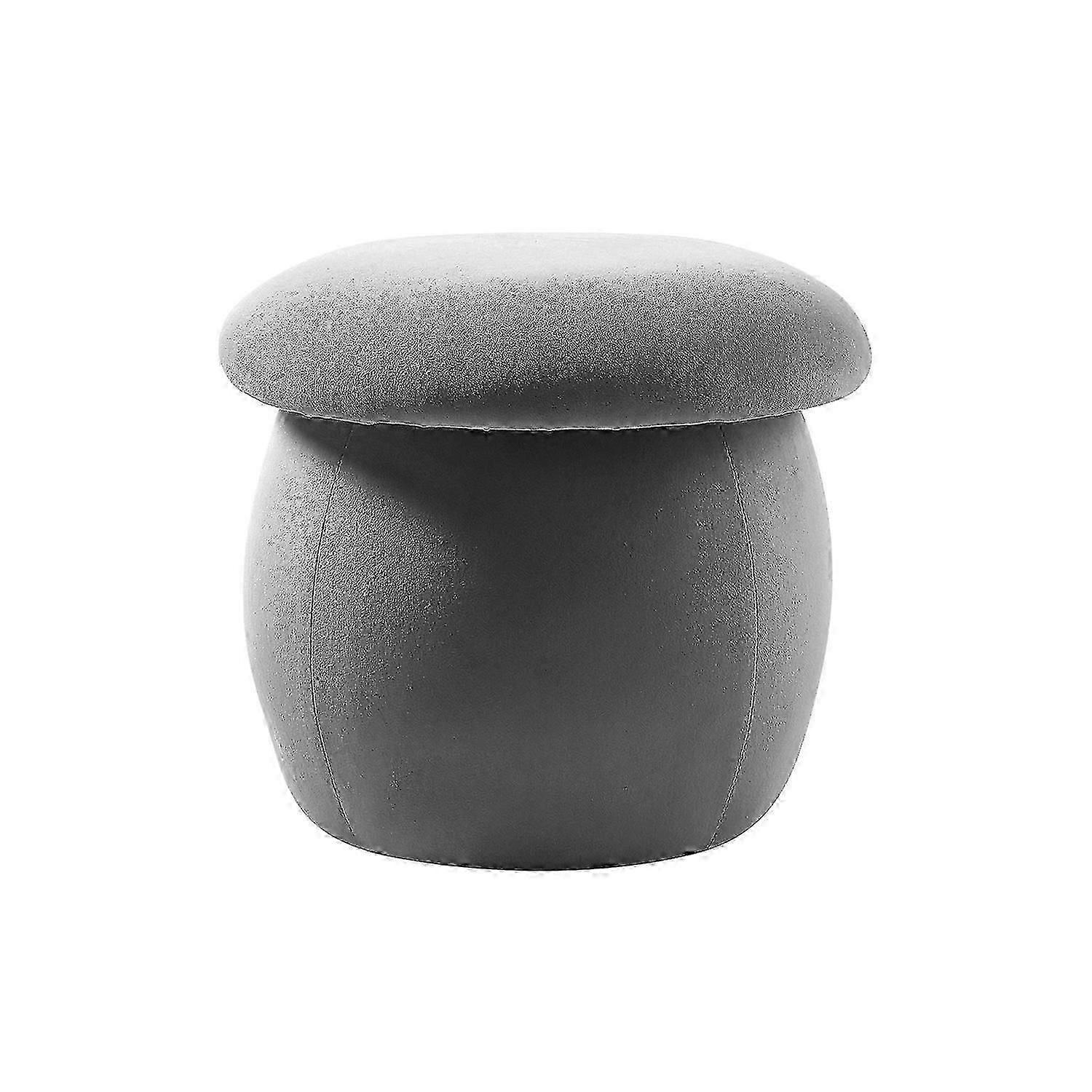 オットマンフットスツールかわいいキノコの形をしたベルベットプーフオットマングレー