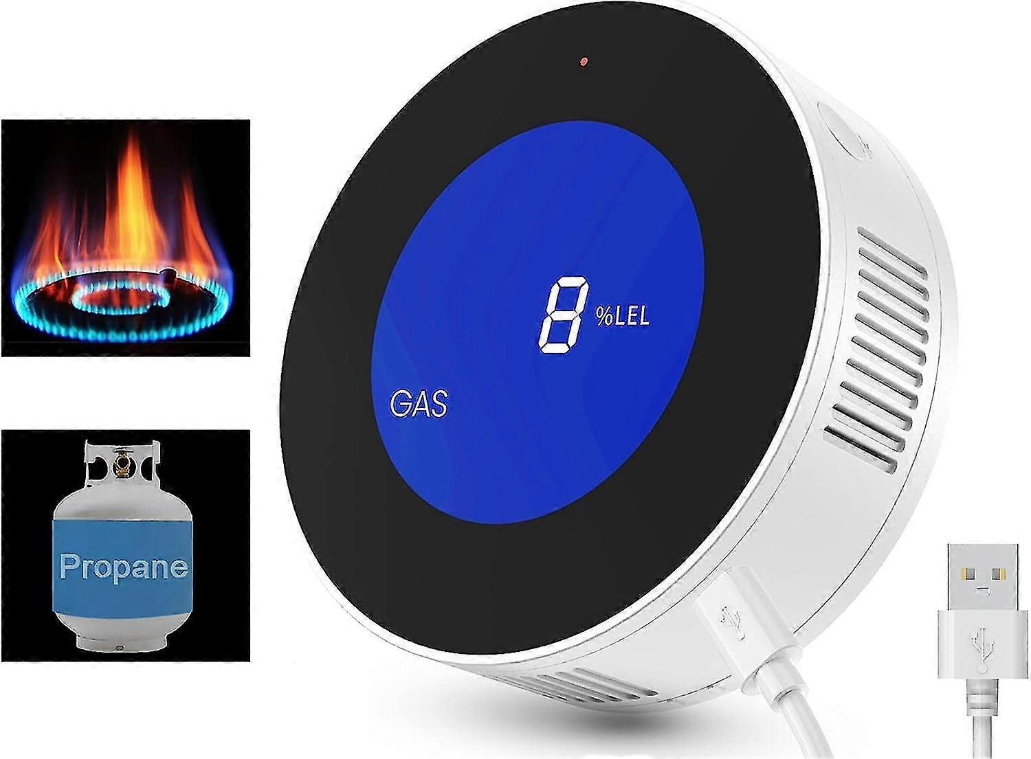 Natural Gas Detector, Methane Propane Leak Alarm with Digital Display & 85dB Alert for Home Kitchen RV Camper Garage