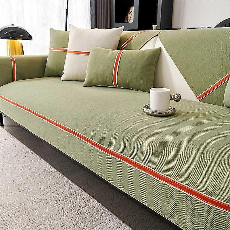 Chenille Solid Färg Soffkudde Röd Line Sofföverdrag för vardagsrum 1/2/3/4 Sits Sofföverdrag L-typ Halkfritt Hörn Sofföverdrag