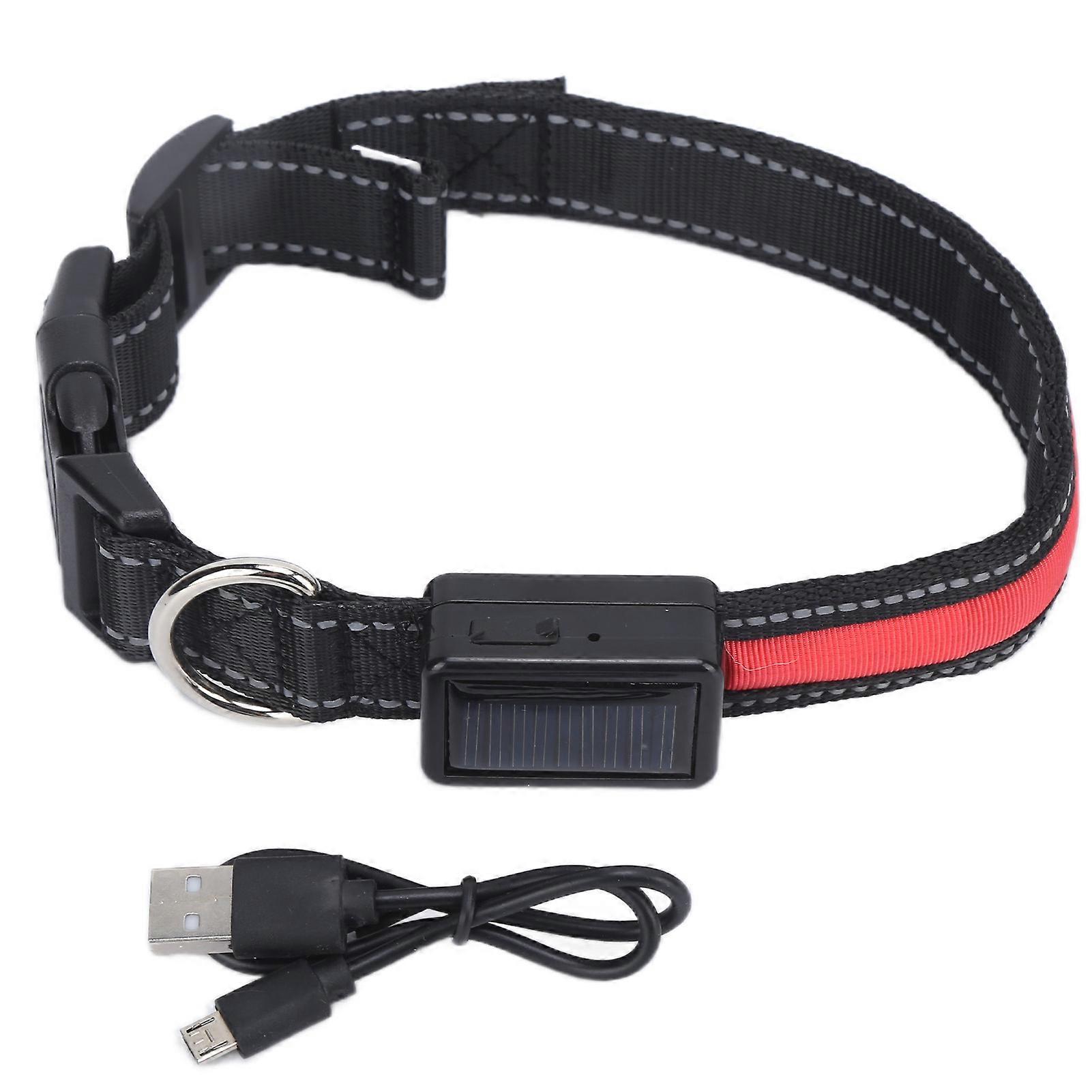 LED Dog Collar USB Rechargeable Solar Lighted Adjustable Dog Collar with Luminous Features for Small to Large Dogs