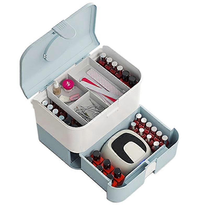Desktop PP+ABS Makeup Organizer Cosmetic Storage Box Rack Display Case for Home Bedroom-Blue