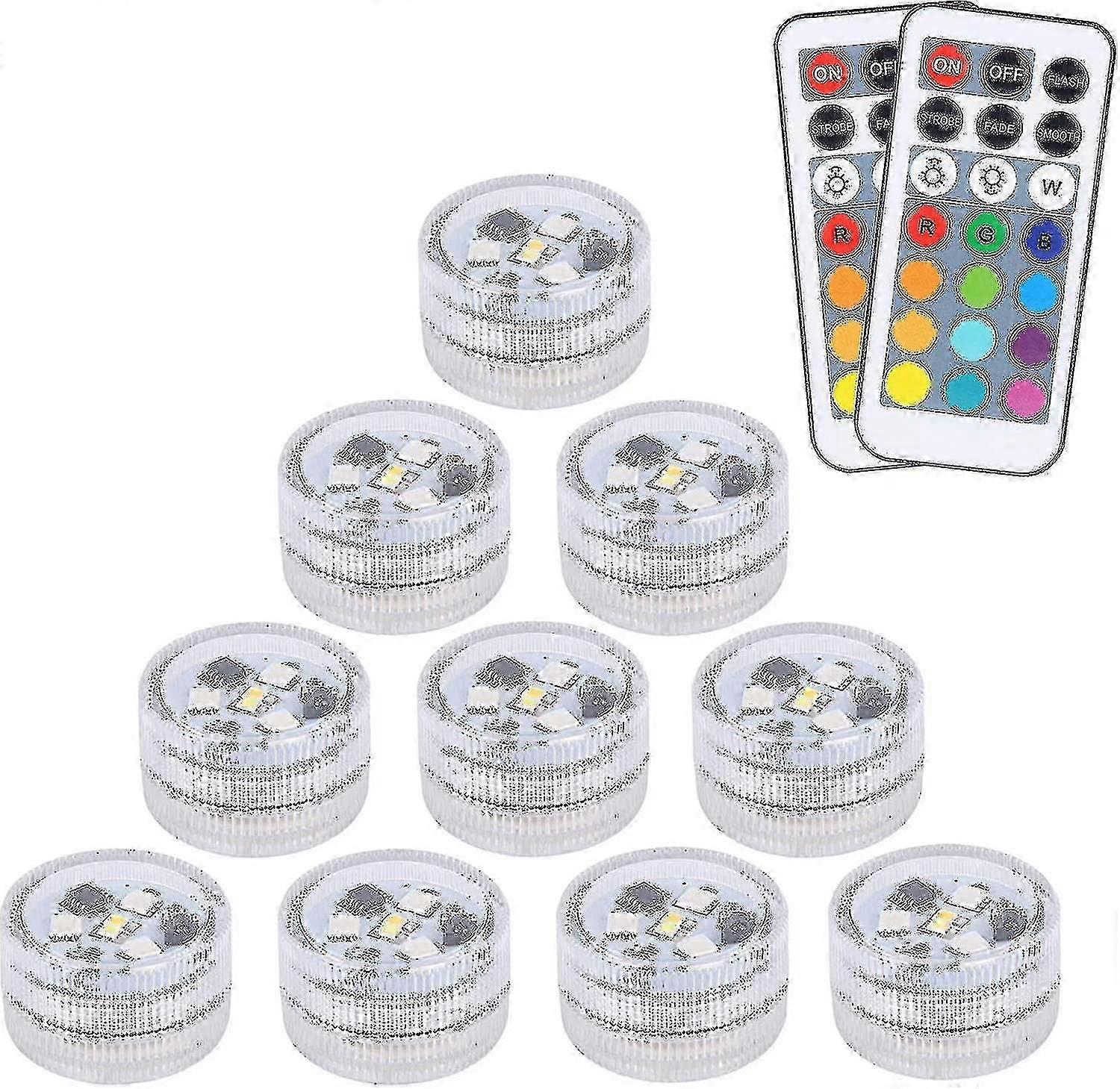 10 قطع صغيرة غاطسة أضواء الصمام، Aled ضوء أضواء تحت الماء للماء RGB متعدد الألوان أدى أضواء الشموع مع 2 أجهزة التحكم عن بعد لحمام السباحة