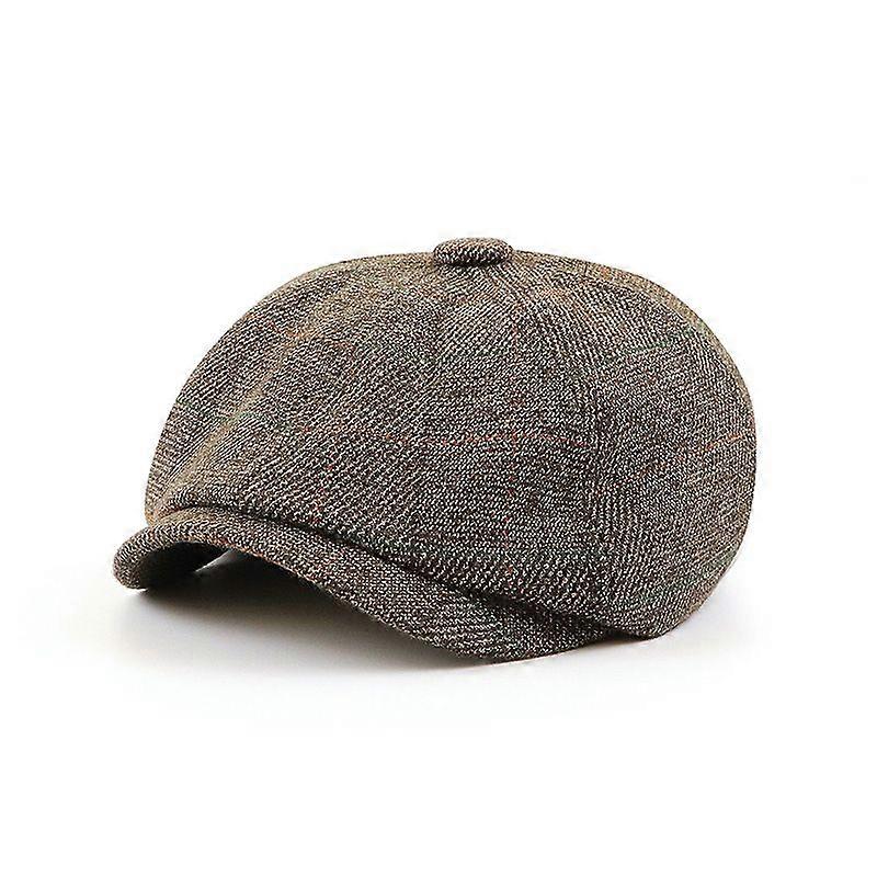Autumn New Octagonal Cap Women's Niche Retro Plaid New British Painter Cap Elastic Band Adjustable Newsboy Cap Men