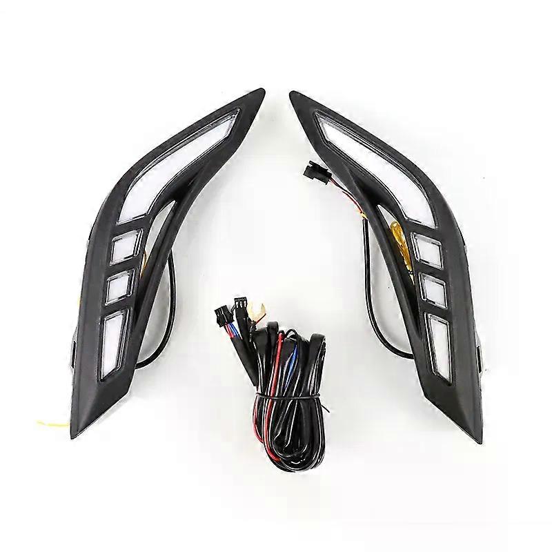Applies to2Pcs Front Bumper White LED DRL Daytime Running Light Dynamic Turn Signal Indicator For Honda Integra 2022 2023