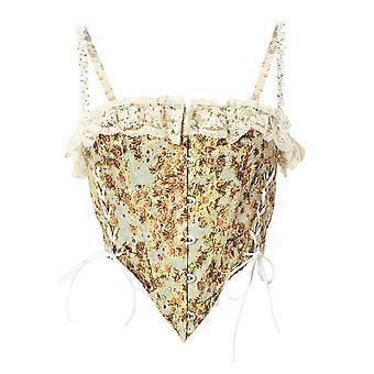 Mesh Push Up Bralet Women's Corset Tassel Bustier Bra Night Club Party Long Sexy Cropped Top Vest  S