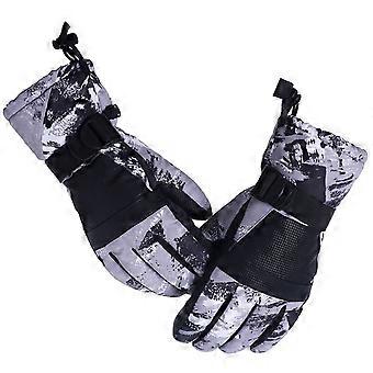 Barn Barn Vinter Varm Mountain Snowboard För Pekskärm Skidhandskar Vattentät Full Finger Vantar För Utomhus Spor Grå XS