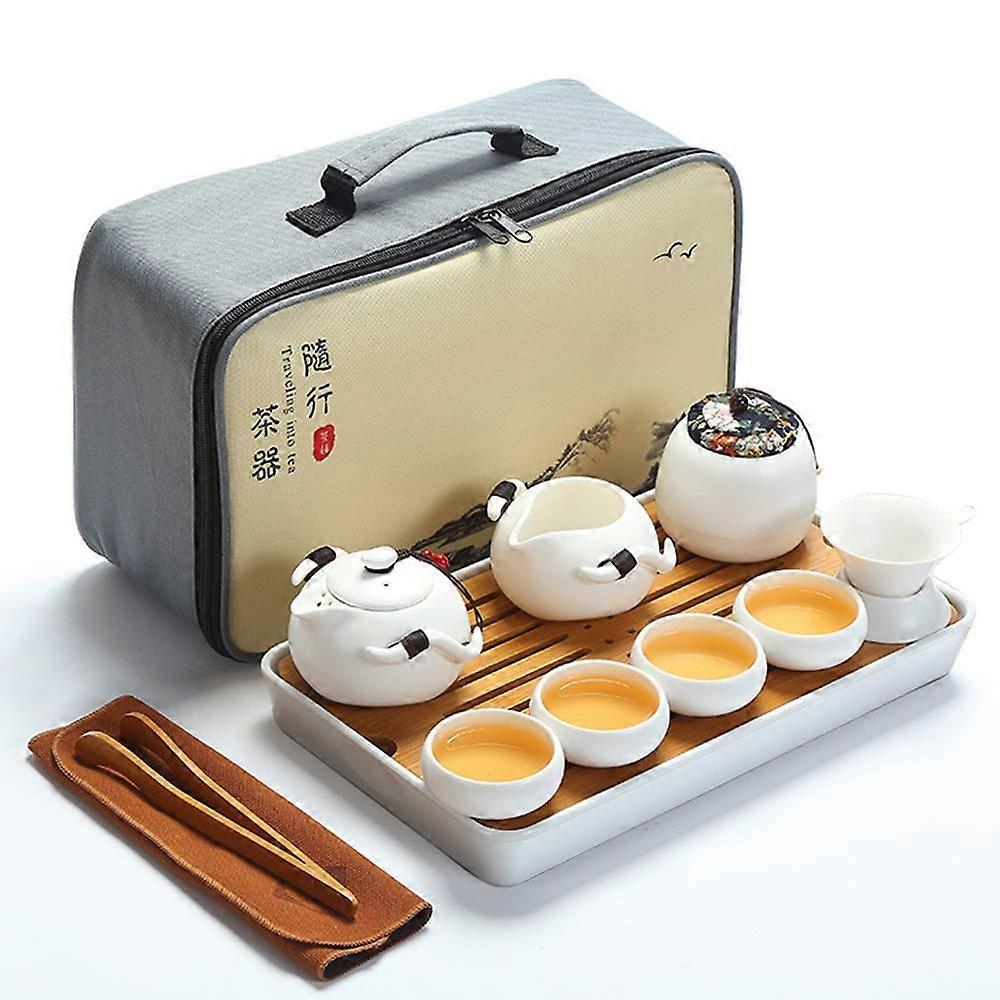 Handmade Travel Tea Set for Kungfu Tea in White