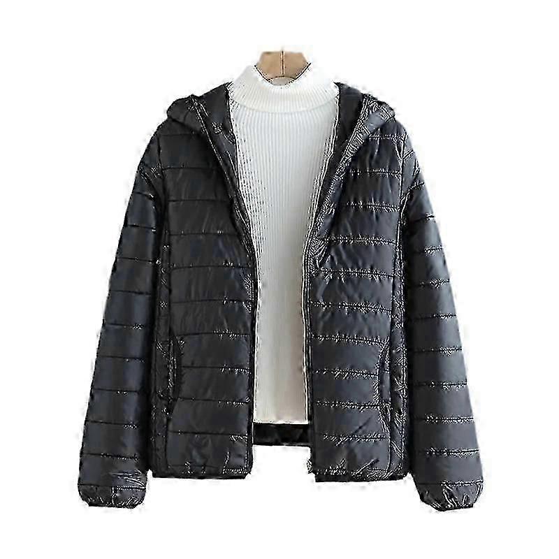 Lätta vadderade höst vinterjackor Damjackor Huva Ultralätt quiltad puffer Solid kappa för varm anka dunjacka