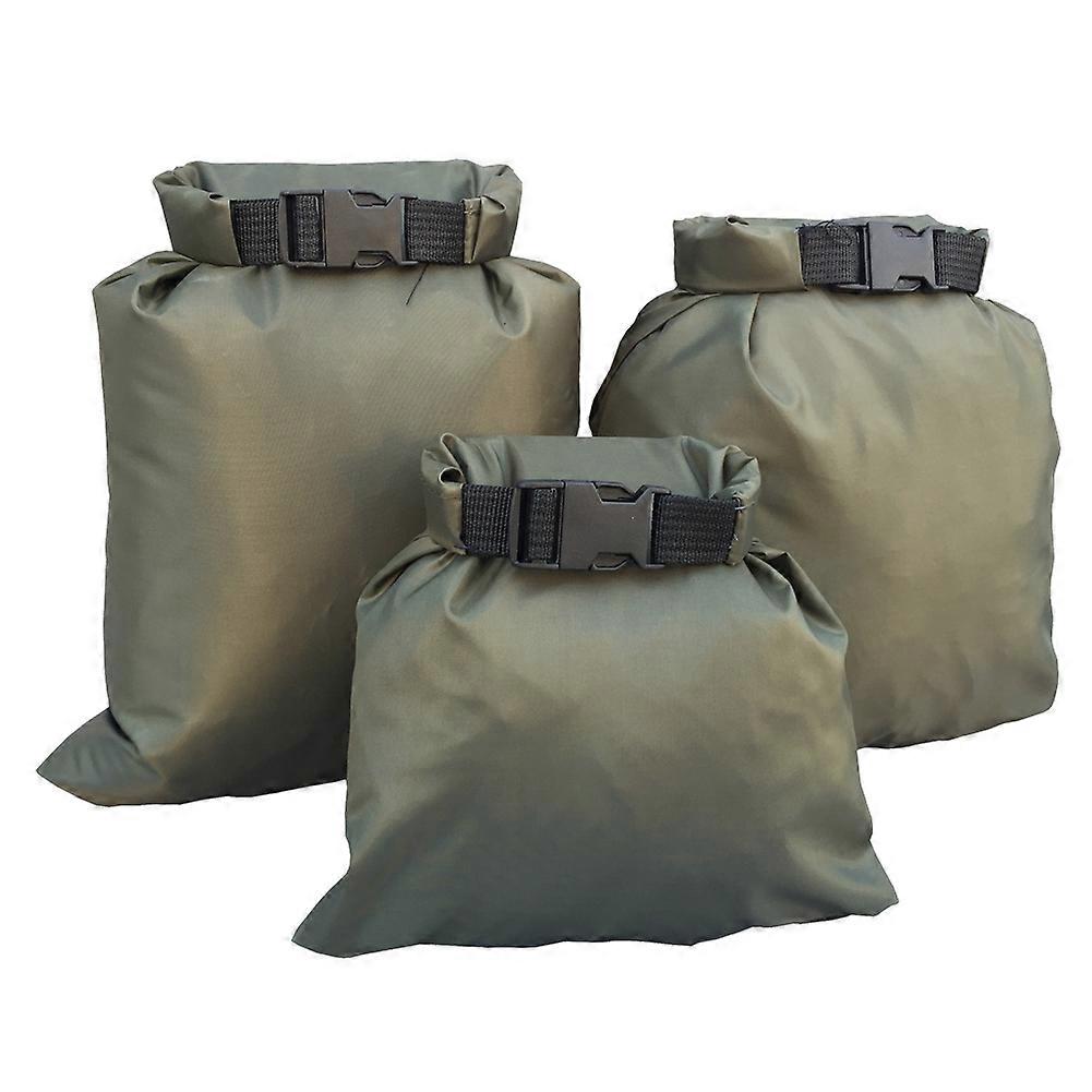 3Pcs/Set Carrying Valuable Perishable 30D Ultra-high Quality DuPont Cordura Coated Silicon Nylon Green Waterproof Bags