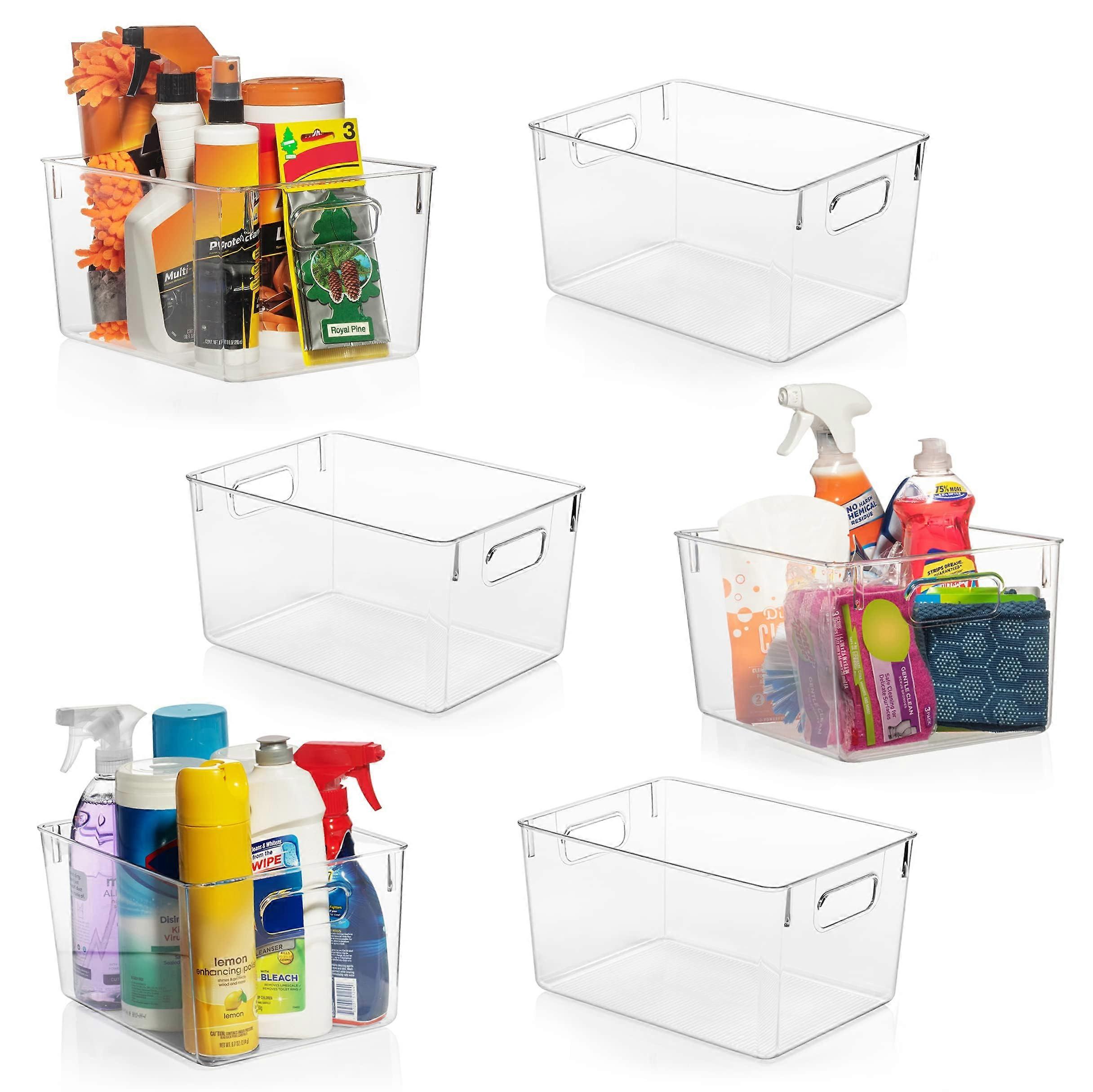 Clear Plastic Storage B – Stackable Pantry Organizers, 6-Quart Storage Containers, Durable Cabinet Organizer, BPA-Free