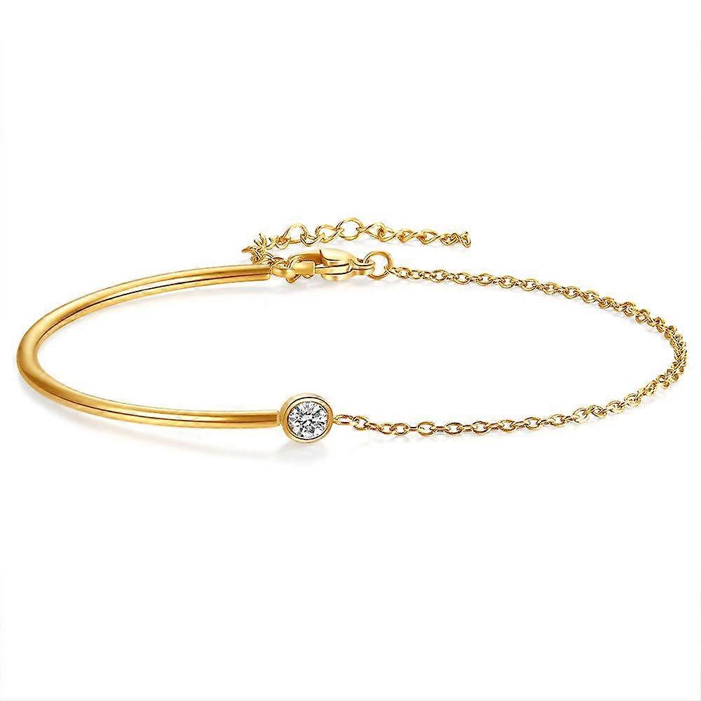 Minority Simple All-Match Titanium Steel Rose Gold Inlaid Zircon Stainless Steel Bracelet for Women