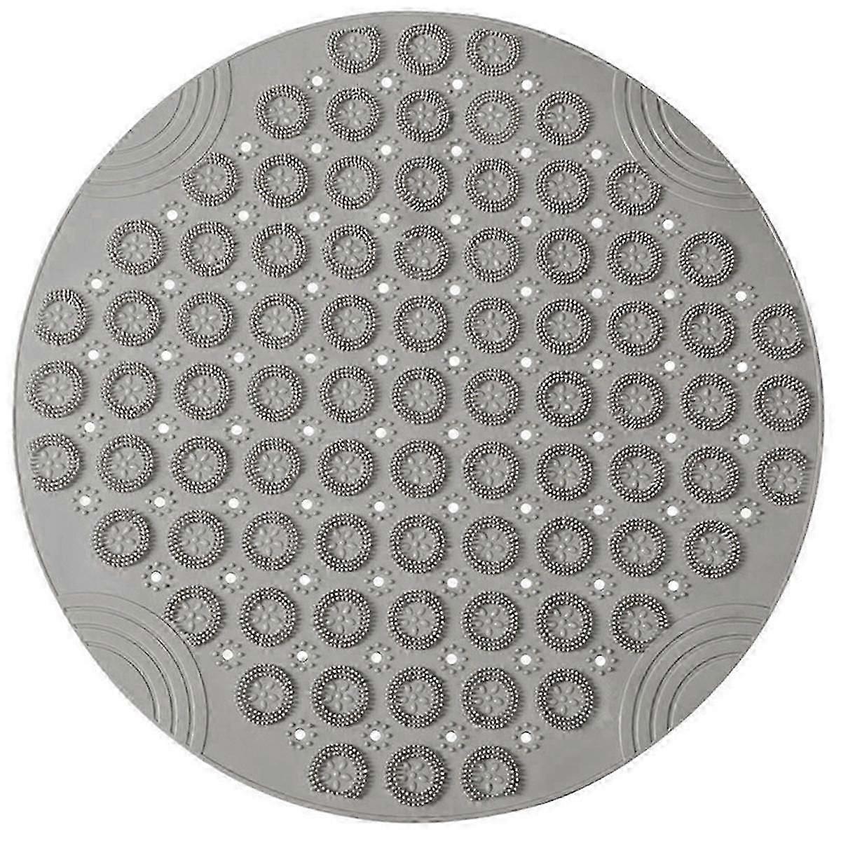 Round Non-Slip Shower Mat Strong Suction Bath Mats with Drain Holes with Raised Massage Loop, A