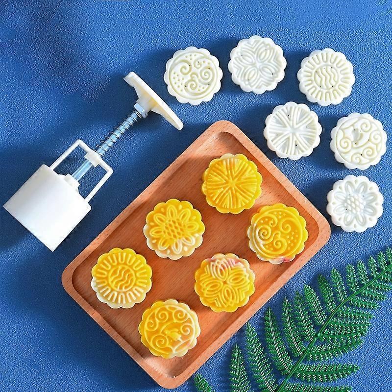 2 PCS Moon Festival Round Hand-Pressed Pastry Mold Baking Tools, Model: 37