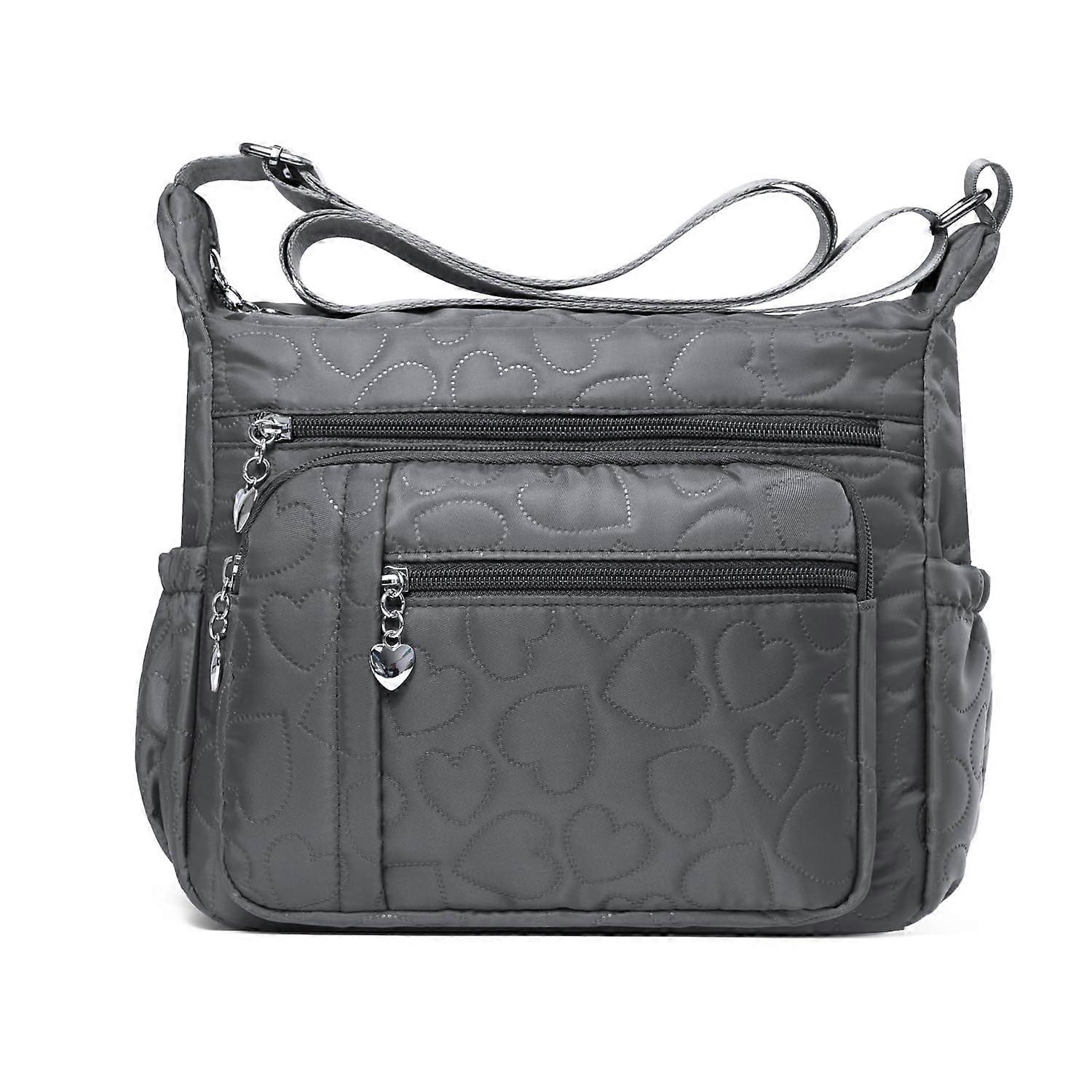 Woman Shoulder Bag Gray Multi Pocket Crossbody Satchel for Ladies, Stylish and Practical Tote with Wallet Compartment