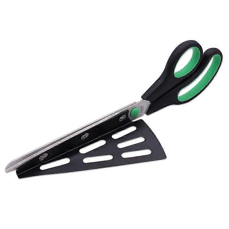 Green 28cm Stainless Steel Pizza Scissors, Kitchen Scissors with Detachable Pizza Shovel, (Multi-Function Not Only for Pizza) Kitchen Helper