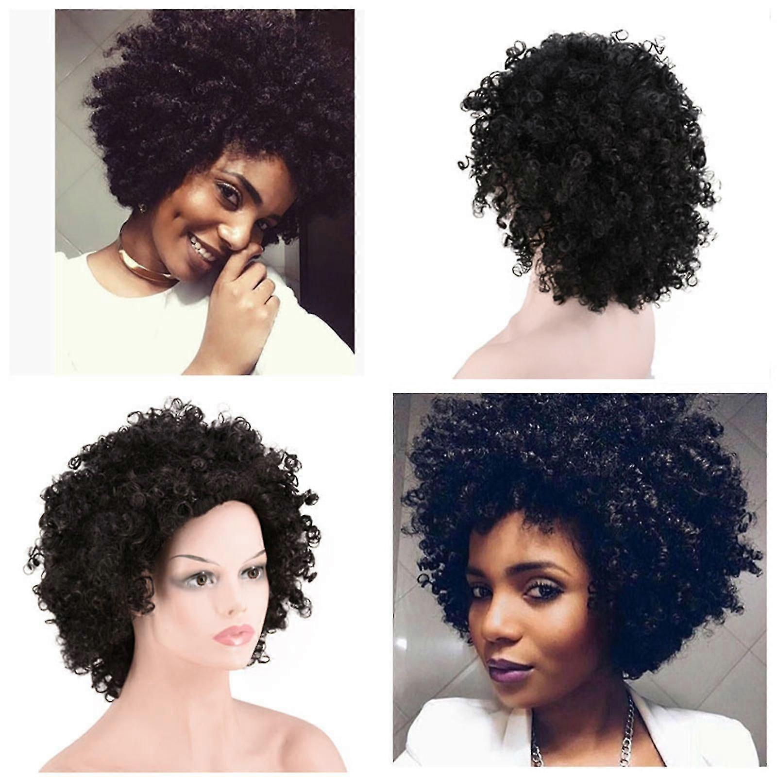 High Temperature Silk Wig African Style Small Black Curly Wig