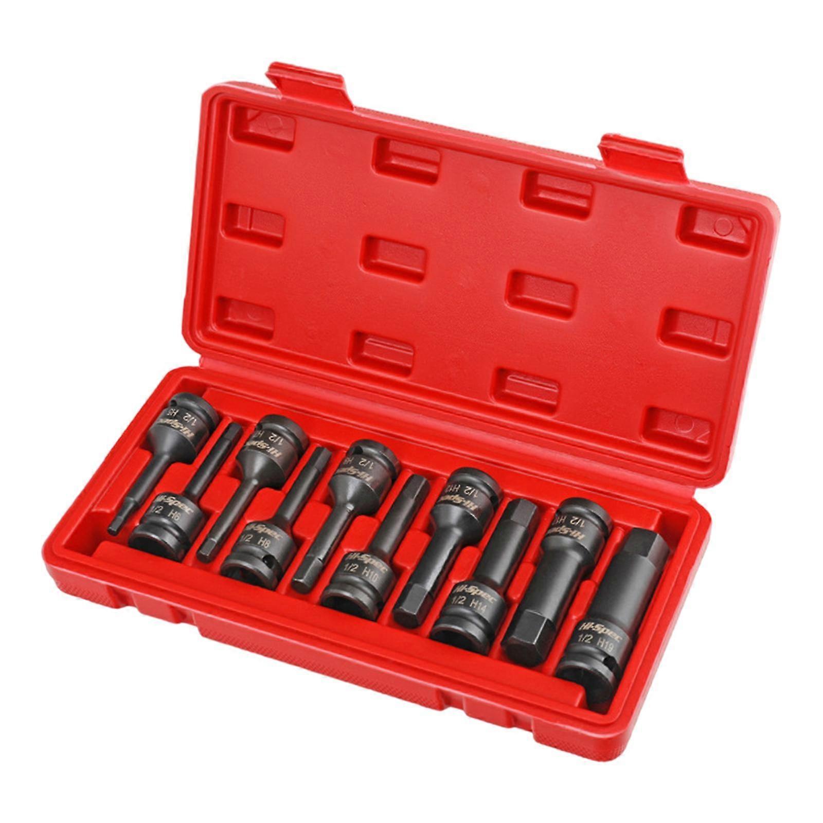 10Pcs 1/2" Drive Replace Parts Premium Hex Socket Bits Impact Hex Socket Set for