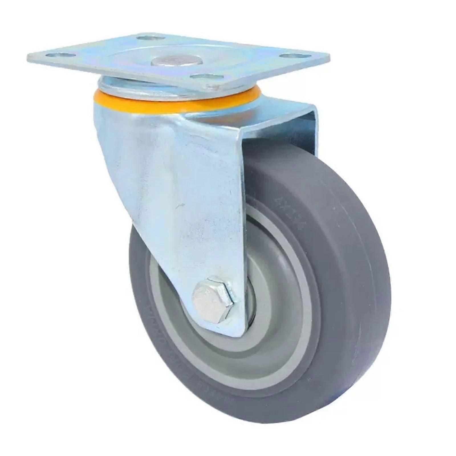 Pack of 4 4inch TPR Swivel casters Gray Doubleaxis Silent wearResistant Wheel Diameter 100mm