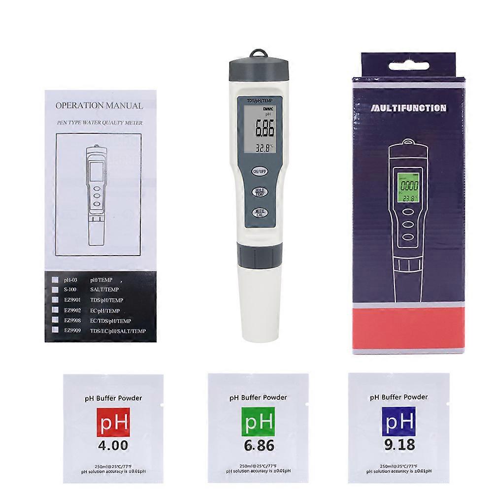 Digital Water Pen Portable LCD Screen ABS 3 in 1 PH TDS Temp Water Quality Tester with Battery