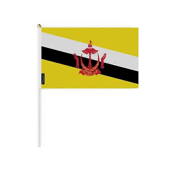 Mini Flag - Brunei - 14 x 21 cm - Pack of 50 - Polyester - Lightweight - Double-Sided