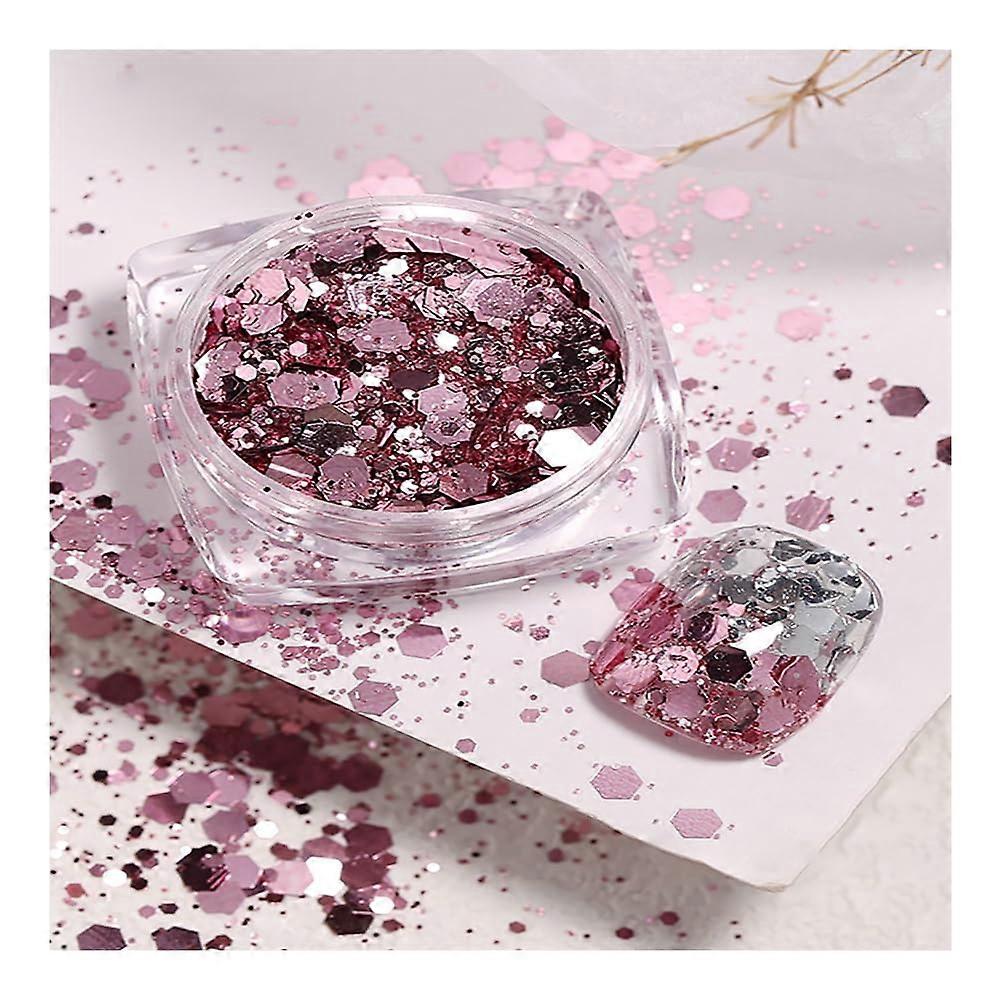 Holographic Nail Glitter Kit 15 Colors 3D Metallic Shining Sequ Powder Ref: 2620