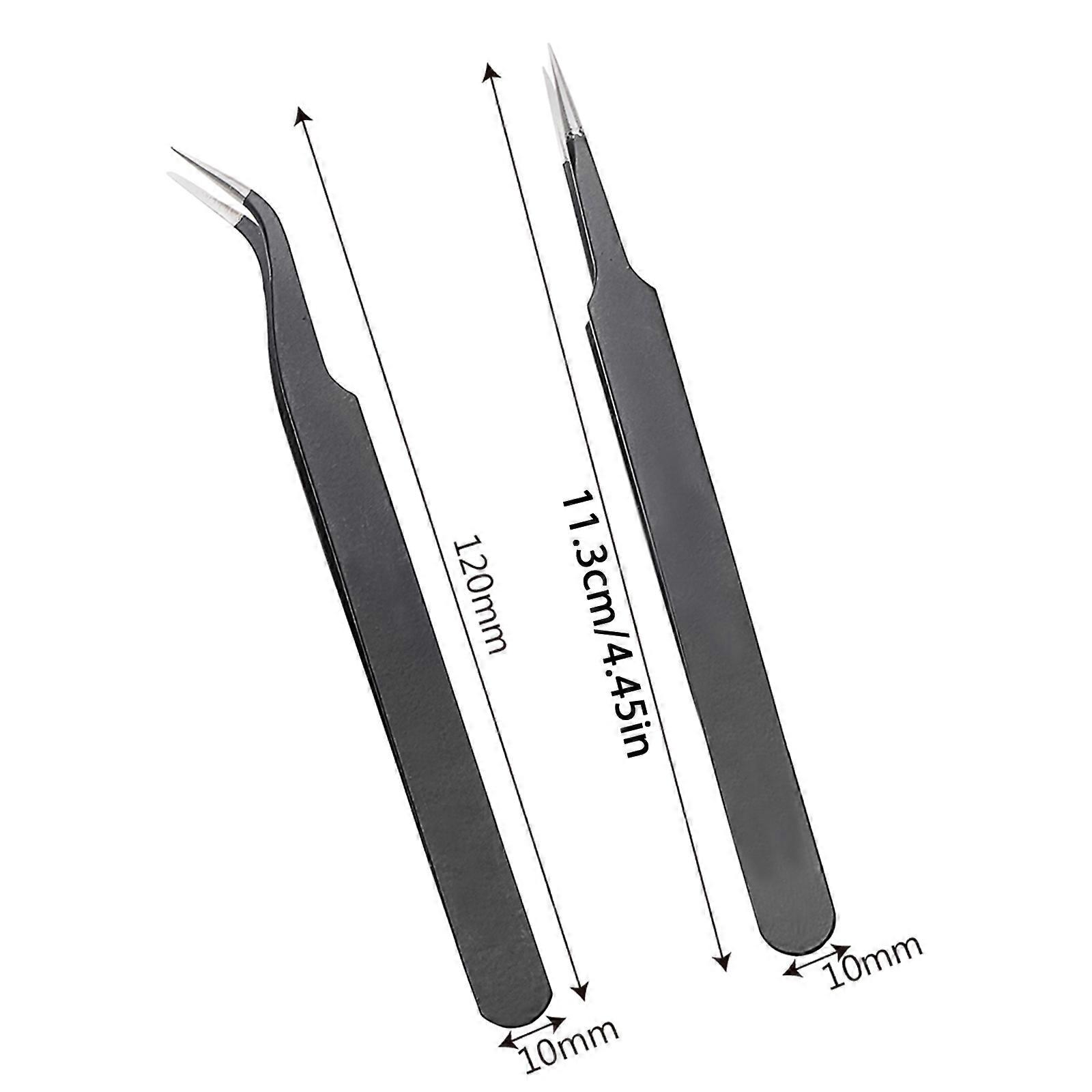ESD-15 ESD-14 Anti-Static Tweezers Practical Precision Tweezers Jewelry Nipper Repair Hand Tool Curved Bent Tip Tweezers