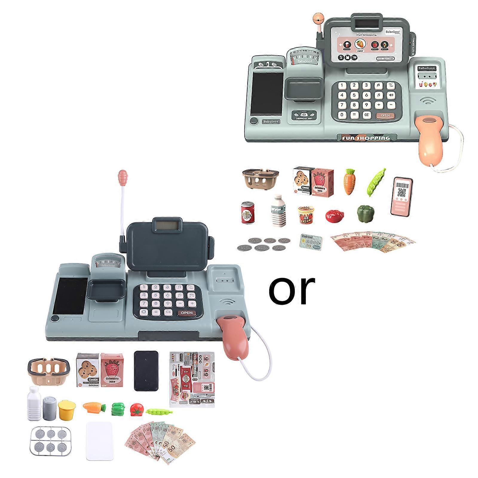 Toy Cash Register with Scanner Toddler Cash Register Toy for Kids with Real Calculator for Play Money Credit Card Reader