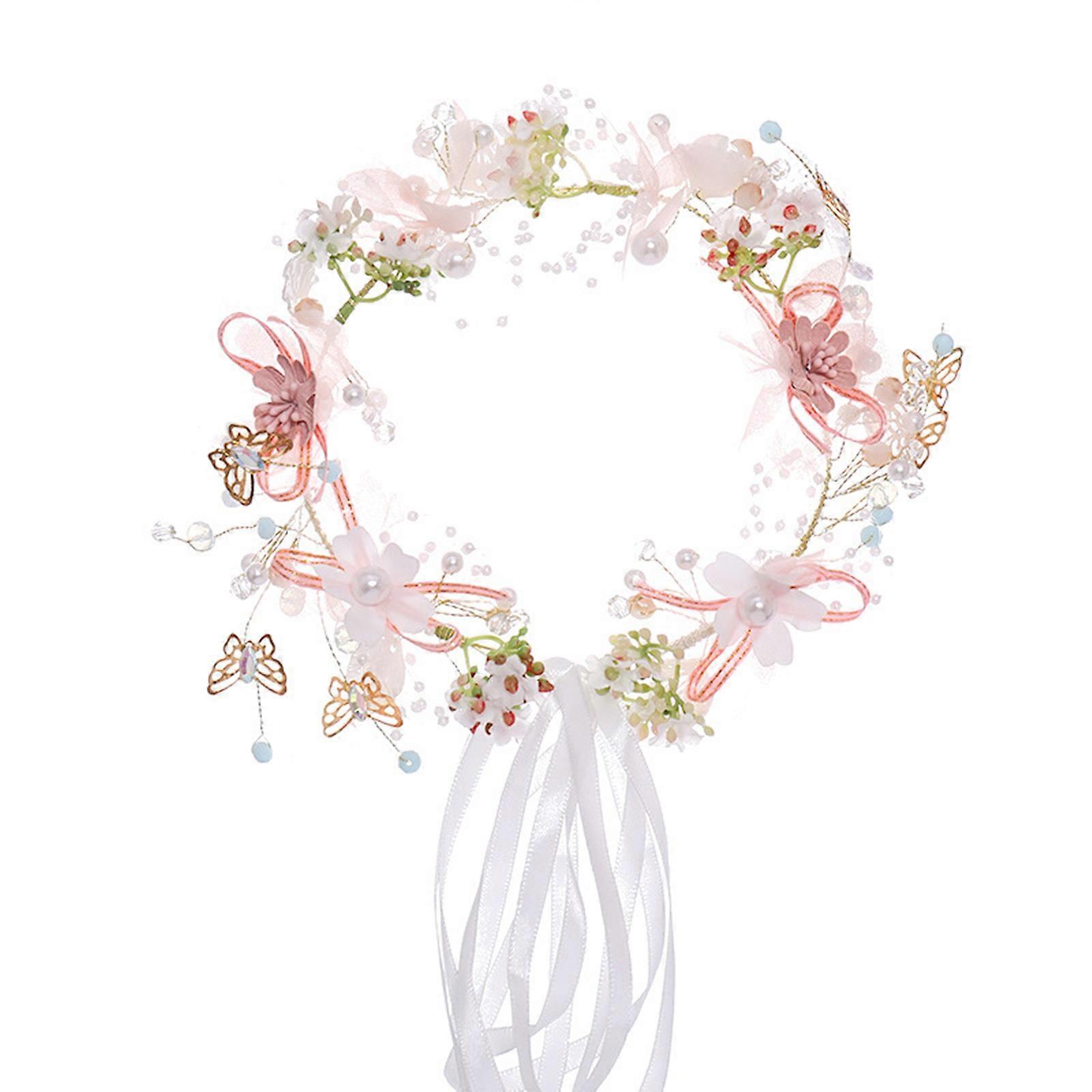 Élégante simulation perle cheveux coiffe fleur couronne bandeau pour cerceau de tête pour fille scène performance mariage mariée