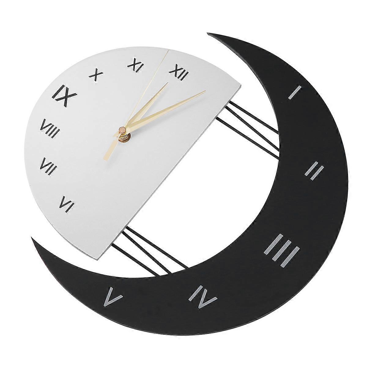 Decorative Wall Clock with No Ticking, Creative Sun Moon Style for Walls