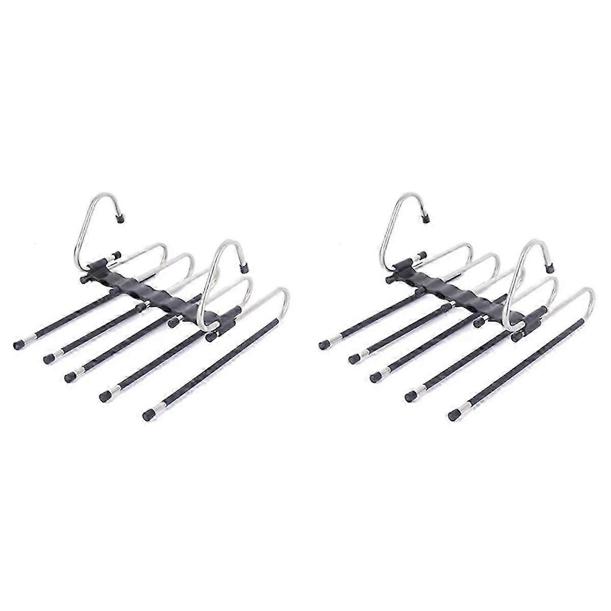 Pants Hangers Space Saving - 2 Pack for Closet Multiple Layers Multifunctional Uses