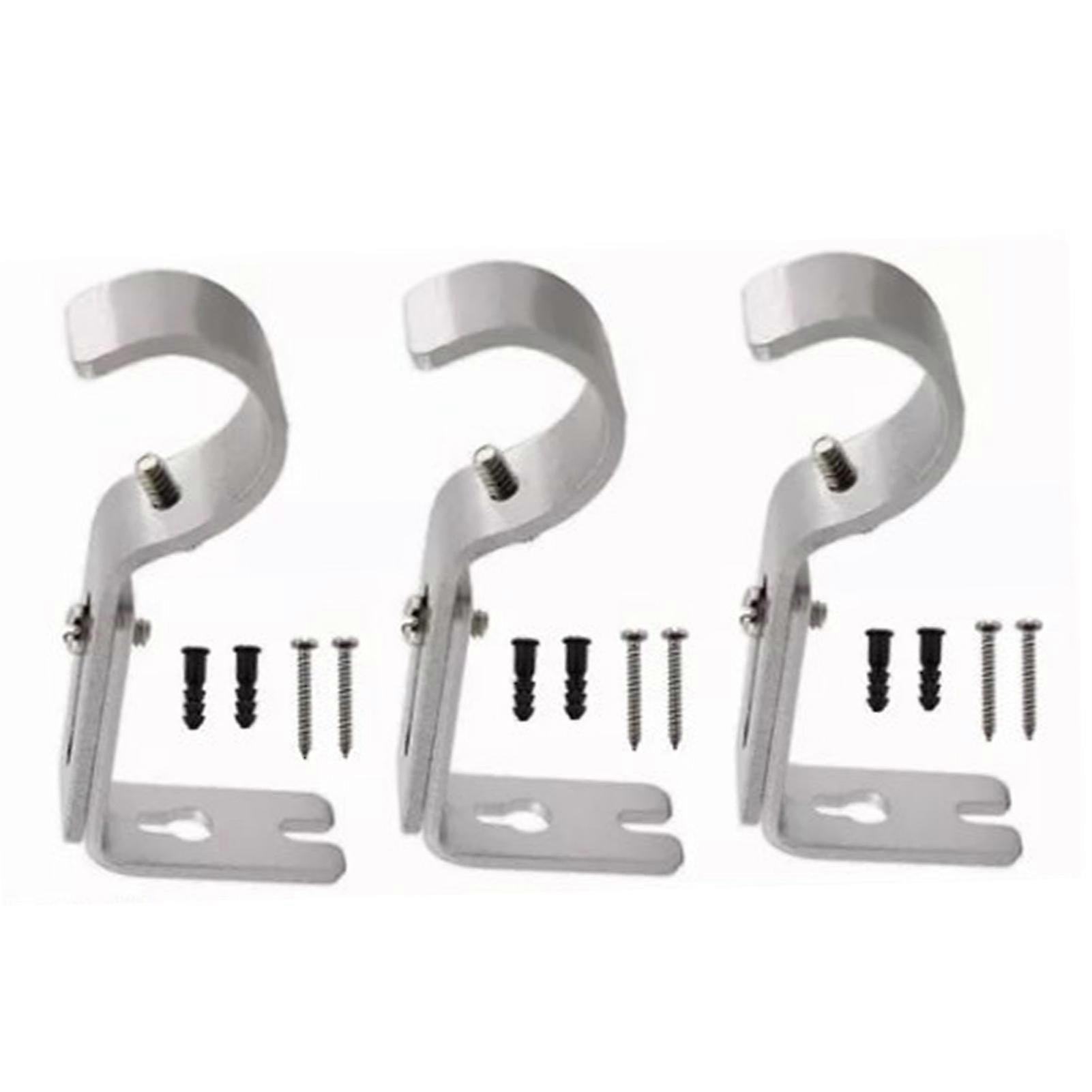 3 Set Adjustable Modern Iron Curtain Rod Brackets Silver Wall Support Holder
