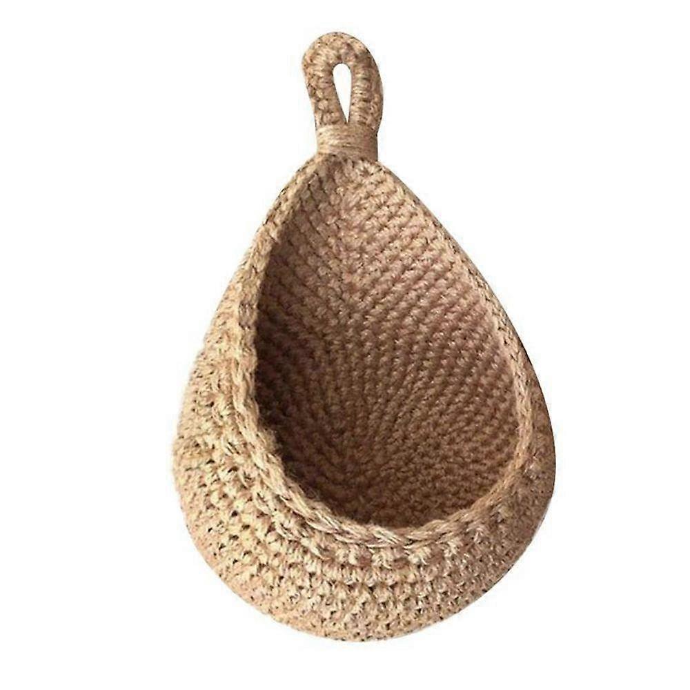 Natural Jute Hanging Basket Small Size White Kitchen Storage Balcony Wall Decor