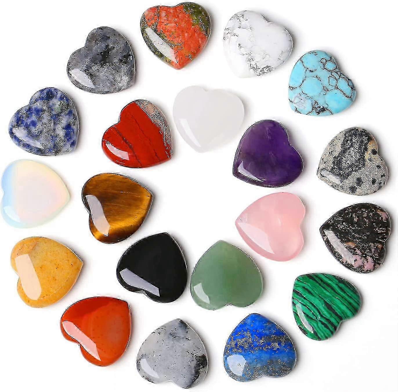 20pcsナチュラルローズクォーツアメジストハートヒーリングクリスタルラブストーンセット