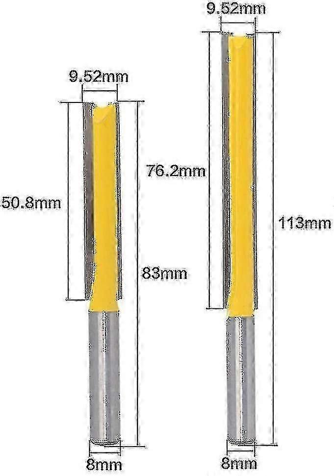 2-Piece 8mm Extra Long Straight Router Bits for Woodworking, Engraving & Milling Tools